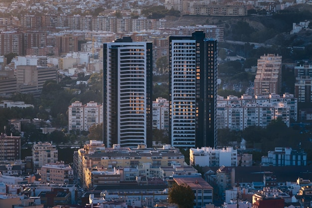 Panoramic view of the city of Malaga at sunset Spain Andalusia