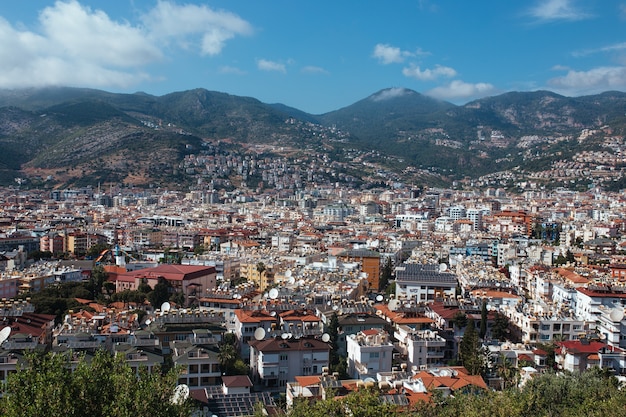 Panoramic view of the city and mountains of Alanya