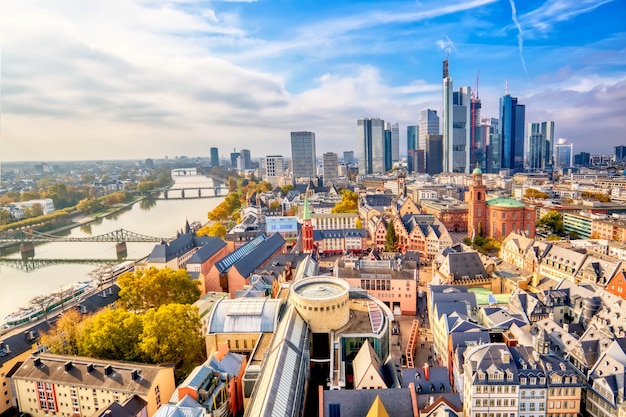 Panoramic view of a city and river