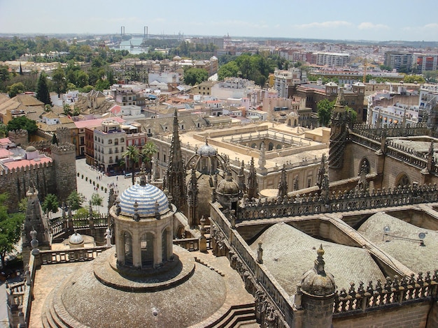 Panoramic view of the city on the sunny day Sevilla Spain