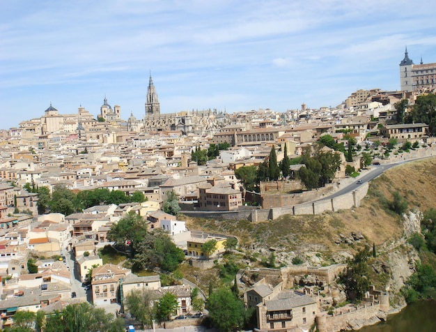 Panoramic view of the city on the sunny day Toledo Spain