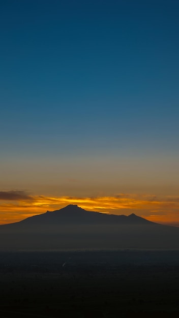 Panoramic view of colorful sunrise in mountains