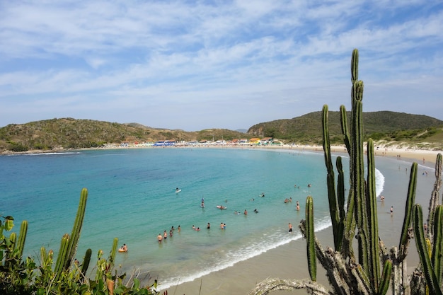 panoramic view of Conchas beach in Arraial do Cabo, Brazil, at summer day