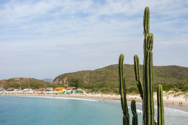 여름날 브라질 Arraial do Cabo에 있는 Conchas 해변의 탁 트인 전망