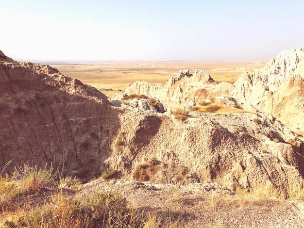 Panoramic view of desert against sky