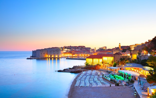 Panoramic view of dubrovnik at sundown, croatia