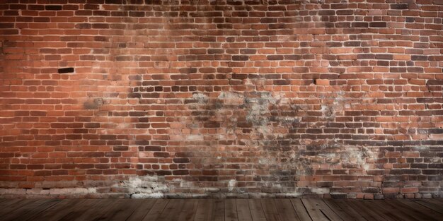 Panoramic view of empty old red brick wall