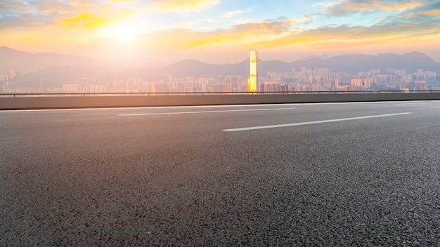 Panoramic view of empty road in city