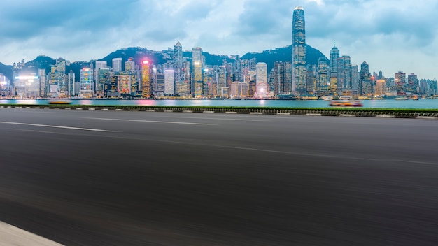 Panoramic view of empty road in city