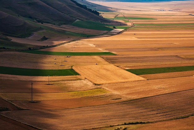 Panoramic view of farming and agricultural fields