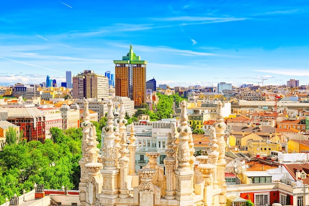Панорамный вид сверху на столицу Испании - город Мадрид.