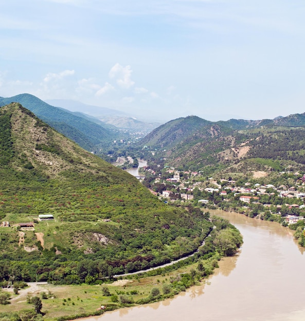 Panoramic view from Narikala Fortress Tbilisi view to historical part of the capital of Republic of Georgia