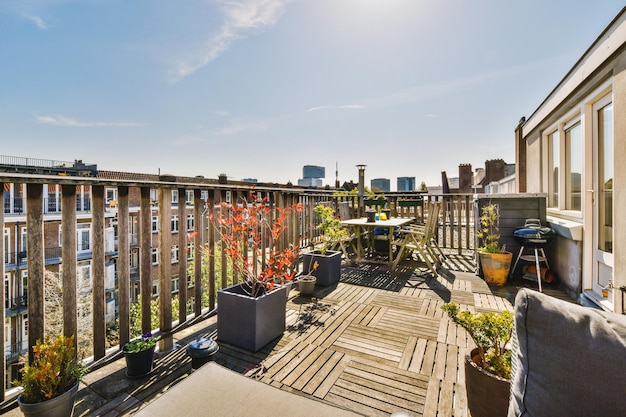 Panoramic view from the terrace of the apartment building