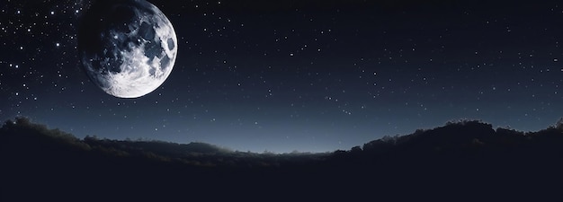 Panoramic view of the full moon in the sky