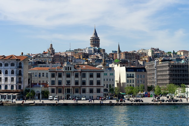Panoramic view to Galata tower in Istanbul city