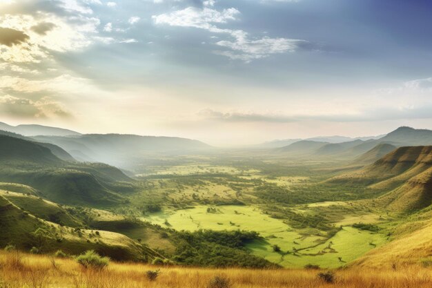 Panoramic view of the great rift valley in kenya created with generative ai