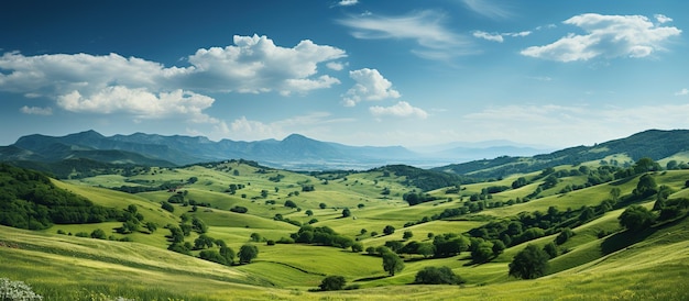 panoramic view of green hills