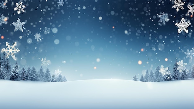 雪の結晶の冬景色の幸せな雪だるまのパノラマ ビュー