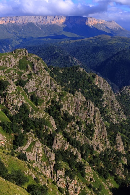 Panoramic view of the high plateau in the North Caucasus in Russia