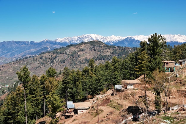 The panoramic view of Himalayas in Malam Jabba close Hindu Kush mountain Pakistan