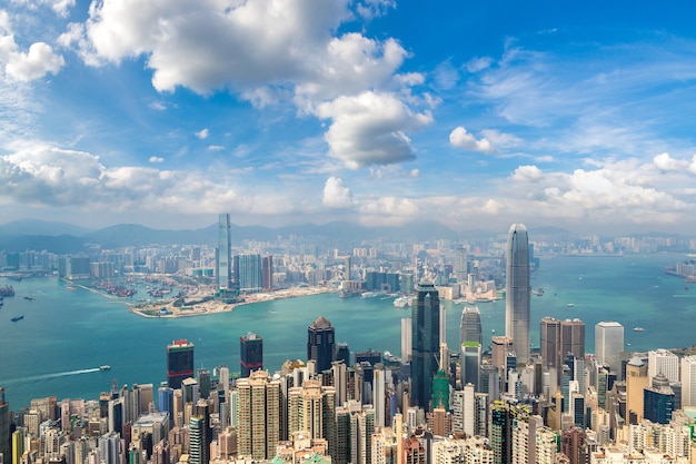 Panoramic view of Hong Kong business district, China