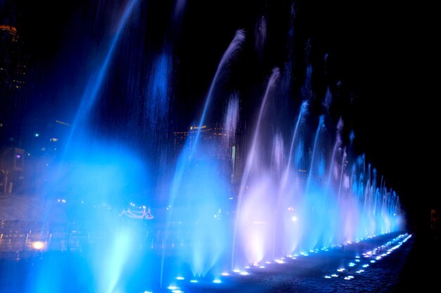 Panoramic view of illuminated lights at night