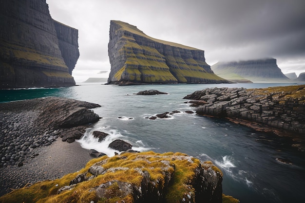 Panoramic view into the bay Faroe Islands Generative AI