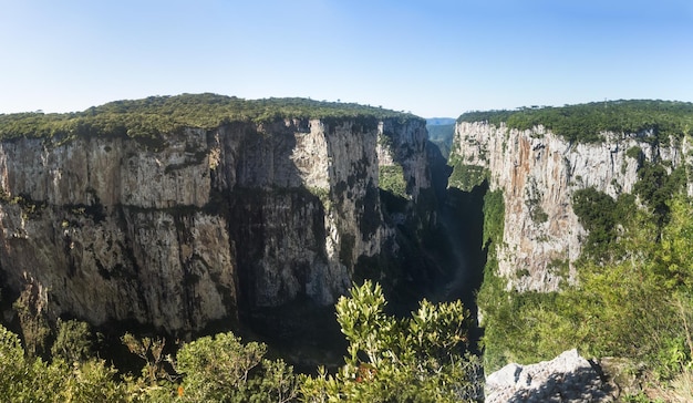 Panoramic view of Itaimbezinho Canyon at Aparados da Serra National Park Cambara do Sul Rio Grande do Sul Brazil