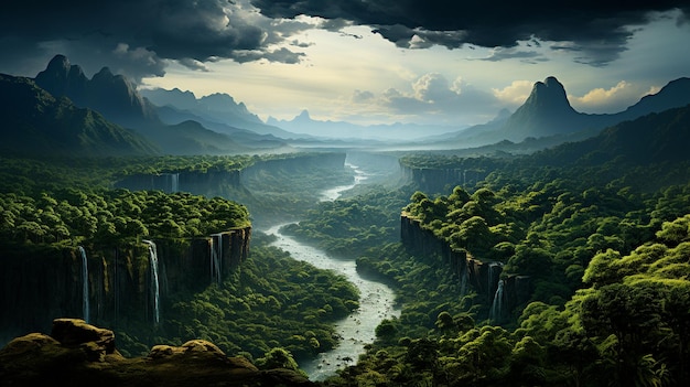 A Panoramic View Of A Jungle From Above Showcasing