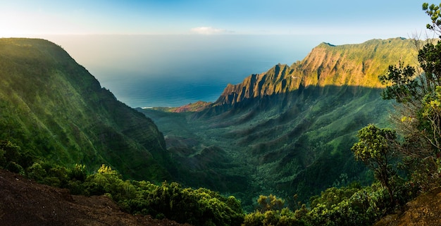 Photo panoramic view of kalalau valley kauai