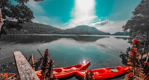 Panoramic view of lake against sky