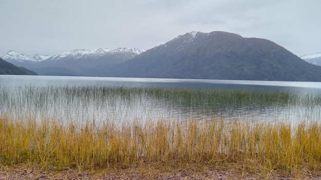 Panoramic view of lakes and mountains in bariloche argentine