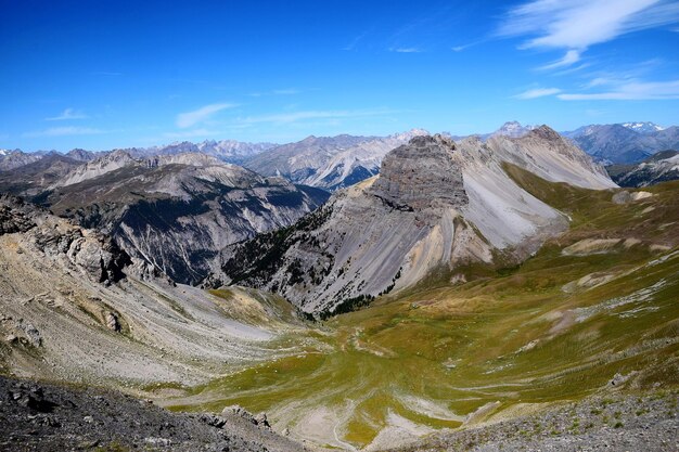 Panoramic view of landscape and mountains against sky