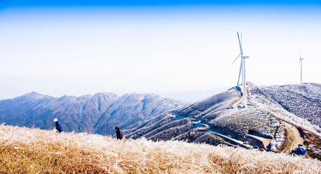 Photo panoramic view of landscape and mountains against sky