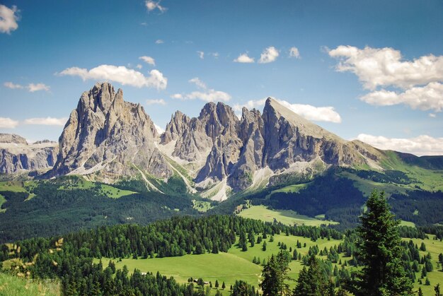 Photo panoramic view of landscape and mountains against sky