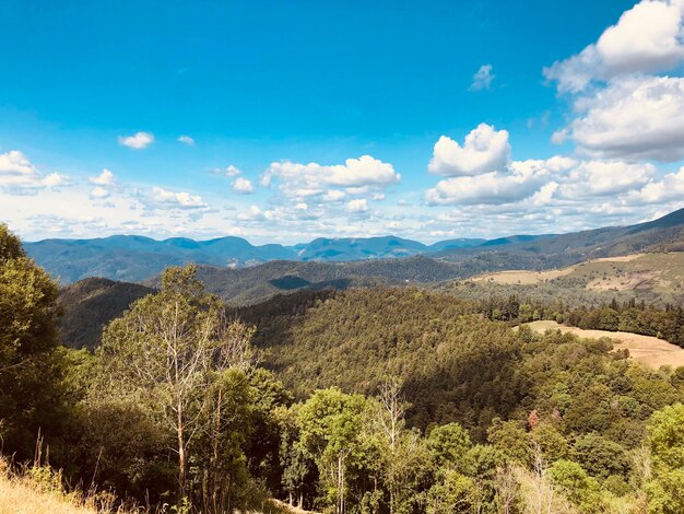 Panoramic view of landscape and mountains against sky