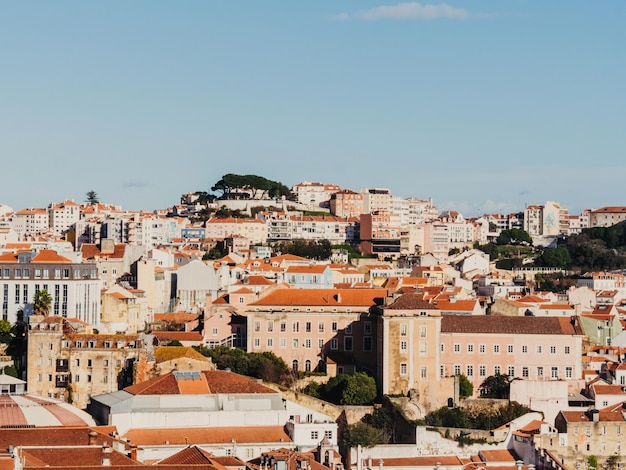 Panoramic view of Lisbon at sunset Portugal