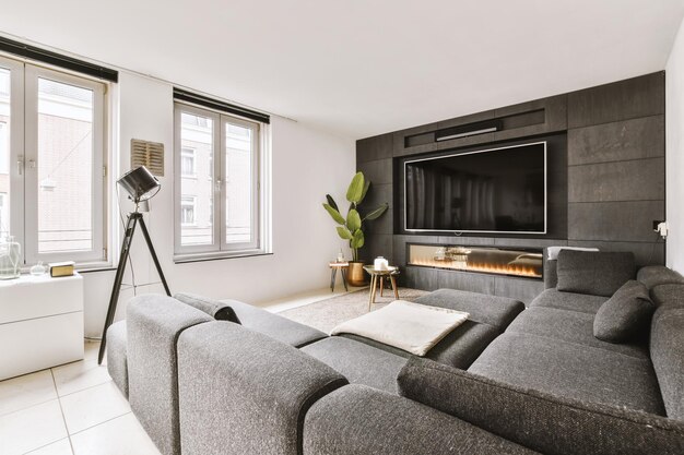 Panoramic view of luxurious living room