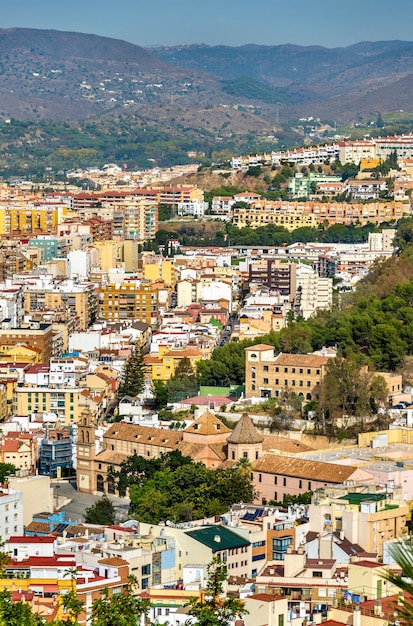 Panoramic view of Malaga from Gibralfaro Castle in Andalusia, Spain