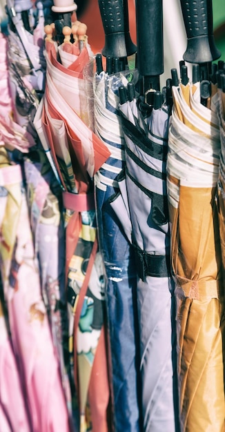 Photo panoramic view of market stall