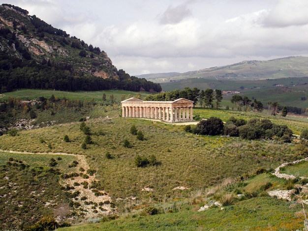 Panoramic view of the marvellous Doric temple of Segesta Sicily
