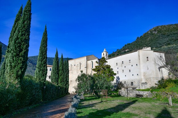 Panoramic view of the medieval monastery of San Magno in the Lazio region Italy