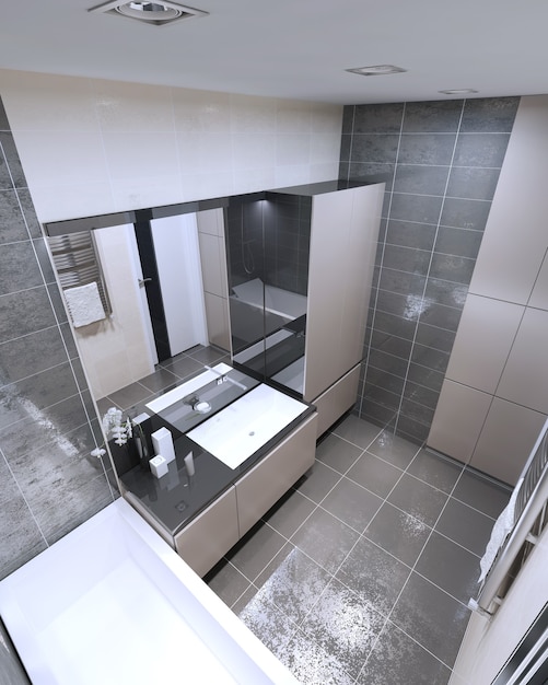 Panoramic view of modern bathroom