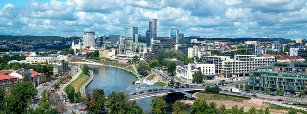 Panoramic view of the modern city of Vilnius