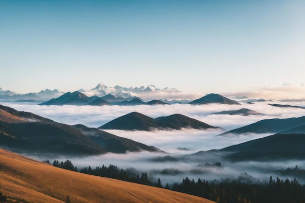 Photo panoramic view of mountains and clouds