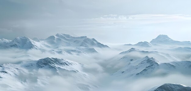 Panoramic view of the mountains covered with snow in winter Ai Generated