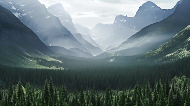 Photo panoramic view of the mountains in glacier national park montana