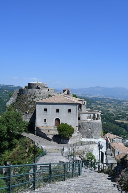 Panoramic view of Muro Lucano an old village in the mountains of Basilicata region Italy