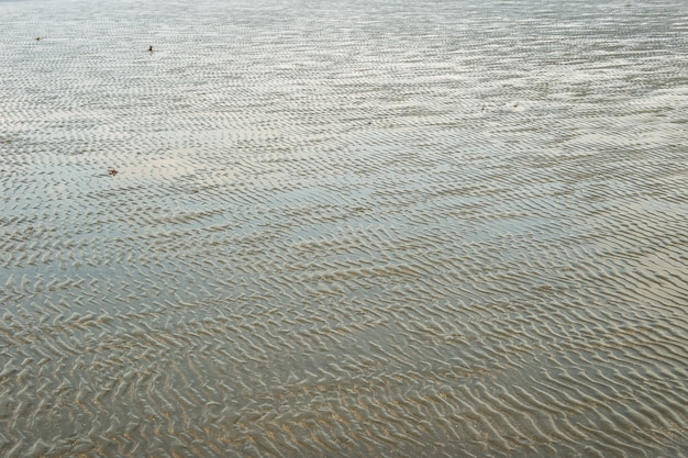 panoramic view of natural sand pattern on  flat sandy beach during low tide