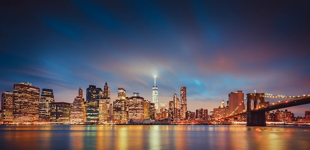 Panoramic view of New York by night